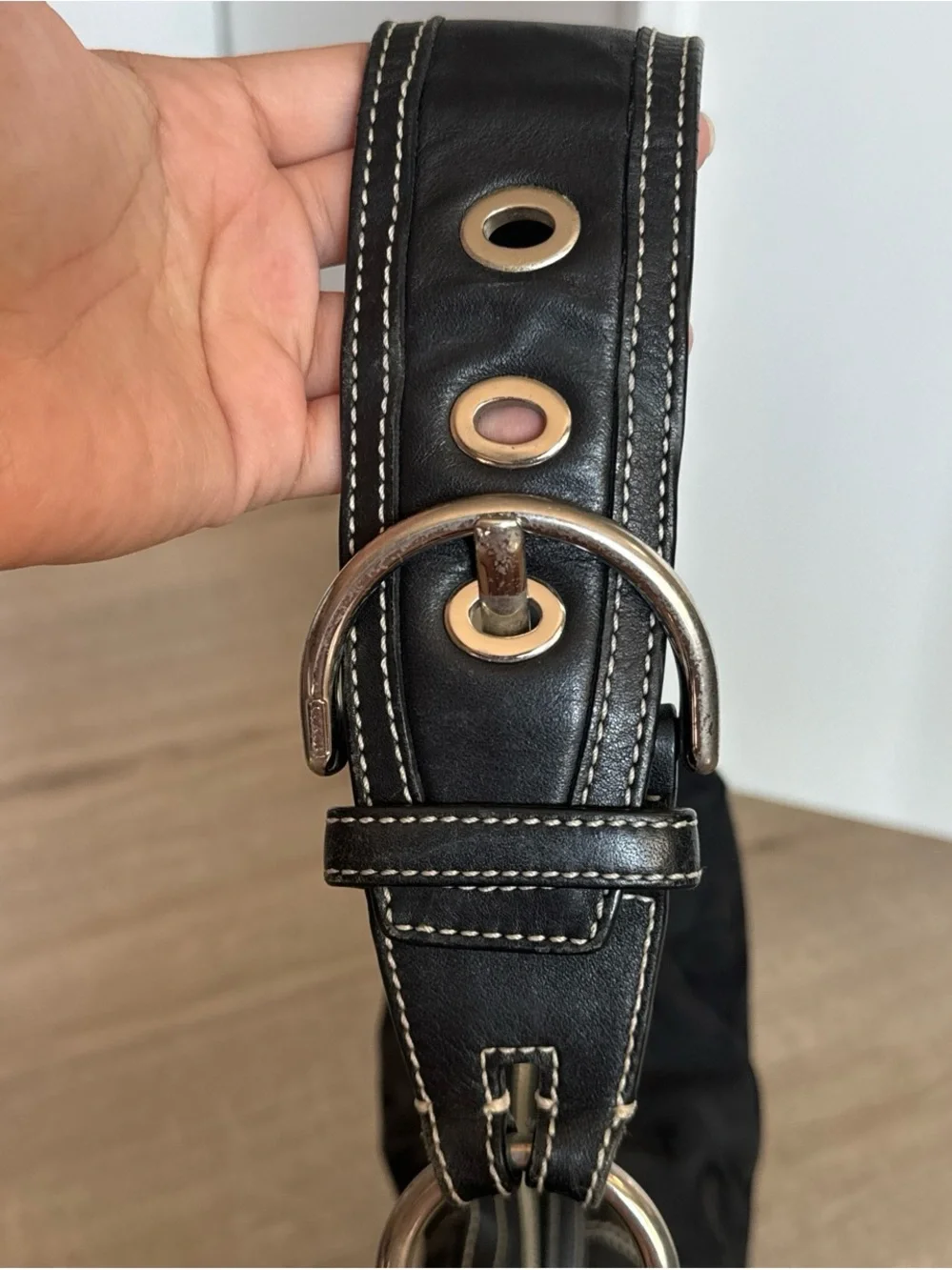 Coach Black Signature Hobo Shoulder Bag